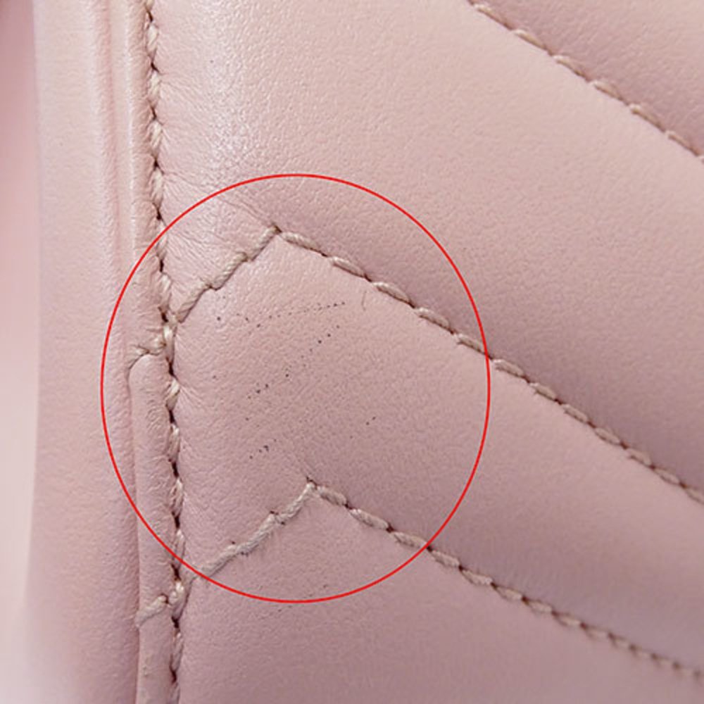 GUCCI Bag Women's Handbag Shoulder 2way Leather GG Marmont Pink 448054 Quilted - Picture 12 of 16